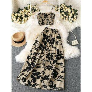 Smocked Printed Cami and Skirt Set